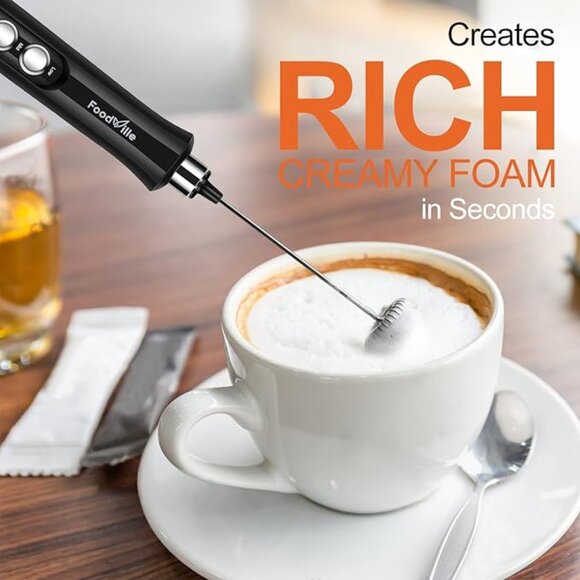 NEW FoodVille Rechargeable Milk Frother Handheld Foam Maker Cappuccino, Latte - Picture 3 of 6